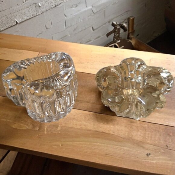 CLEAR DEPRESSION GLASS Vintage Candlestick Holders 2 1/2" Plus 2 Smalle… - Picture 5 of 5